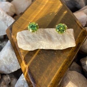 Radiant Green Peridot Stud Earrings (14K Gold)